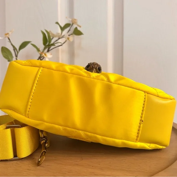 KURT GEIGER ~ Yellow Quilted Shoulder or Handbag w/Coin Purse & Nylon Strap - Picture 9 of 10